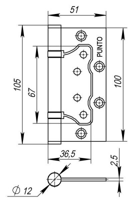 Петля универс. 200-2B 100х2.5 AB (бронза) БЕЗ ВРЕЗКИ_2