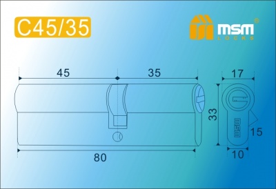 Цил.мех-зм MSM C45/35mm PB перфо.кл/кл. (Полированная латунь)2