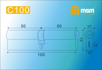 Цил.мех-зм MSM C100mm PB перфо.кл/кл. (Полированная латунь)2