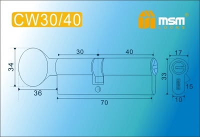 Цил.мех-зм MSM CW30в/40mm SN перфо.кл/верт. (Матовый никель) 2