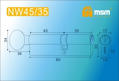 Цил.мех-зм MSM NW45в/35mm PB простой кл/верт. (Полированная латунь) 2