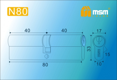 Цил.мех-зм MSM N80mm SN простой кл/кл. (Матовый никель) 2