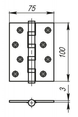 Петля универ. 500-С4 100x75x3 AC Медь Box 2