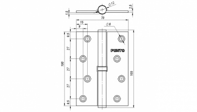 Петля съемная 113-4 100*70*2.5 AC left   (медь) левая_2