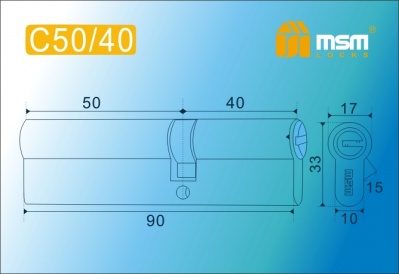 Цил.мех-зм MSM C50/40mm SN перфо.кл/кл. (Матовый никель) 2