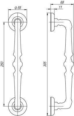 Ручка-скоба FUARO PALAZZO PULL SM AB-7 матовая бронза (1 штука) 2