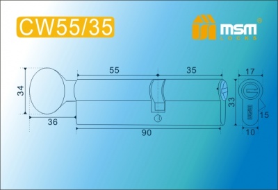Цил.мех-зм MSM CW55в/35mm SN перфо.кл/верт. (Матовый никель) 2