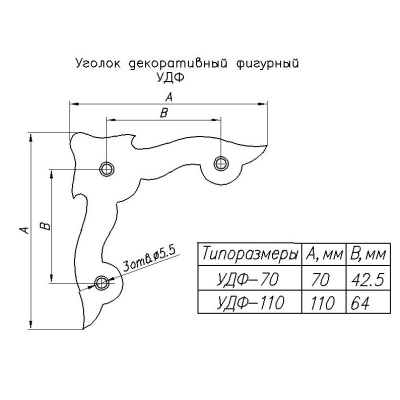 Уголок НОЭЗ 70 декор. фигурный черный матовый 2