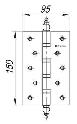 Петля универс. 4BB/E 150x95x3 PB (латунь) FUARO 2