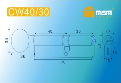 Цил.мех-зм MSM CW40в/30mm SN перфо.кл/верт. (Матовый никель) 2