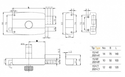 Замок накладной KALE 157/ВТ (10) с вертушкой 3кл._2