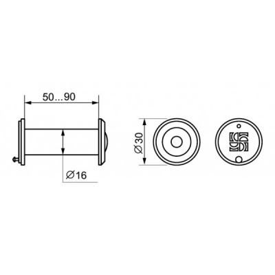 Глазок дверной DVZ3, 16/200/50x90 CP Хром_2