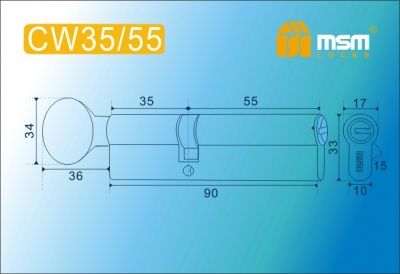 Цил.мех-зм MSM CW35в/55mm SN перфо.кл/верт. (Матовый никель) 2