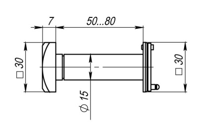 Глазок дверной КВАДРАТНЫЙ, DVG5 SQ, 16/50х80 SC Мат. хром2