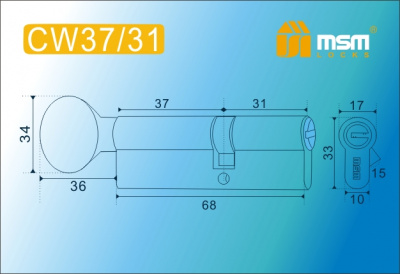 Цил.мех-зм MSM CW37в/31mm SN перфо.кл/верт. (Матовый никель) 2