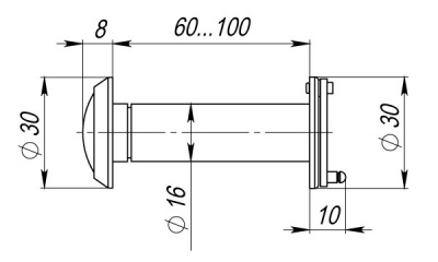 Глазок Armadillo, DVG3,16/60х100 стекл.опт. GP Золото
