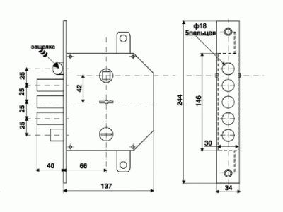 Замок врезной Класс GSSM 012 постельлевый