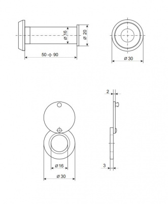 Глазок дверной Apecs 5116/50-90-CR (1)