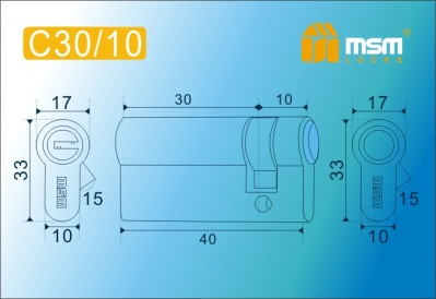 Цил.мех-зм MSM C30/10мм SN перфо.кл.(матовый никель)2