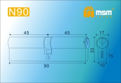 Цил.мех-зм MSM N90mm SN простой кл/кл. (Матовый никель) 2