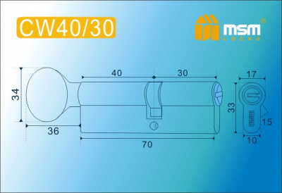 Цил.мех-зм MSM CW40в/30mm SN перфо.кл/верт. (Матовый никель) 2