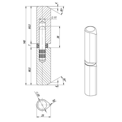 Петля приварная T1/141-20 с подшипником_2