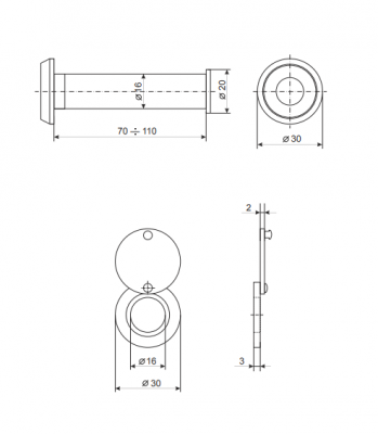 Глазок дверной Apecs 3016/70-110-S