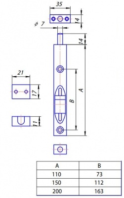 Шпингалет торцевой Apecs FB-02-110-G 2