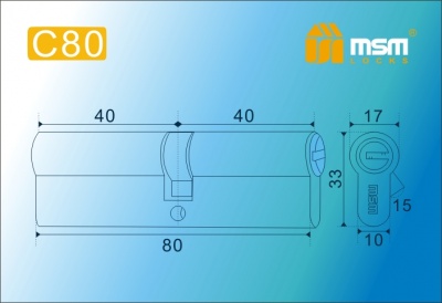 Цил.мех-зм MSM C80mm PB перфо.кл/кл. (Полированная латунь) 2