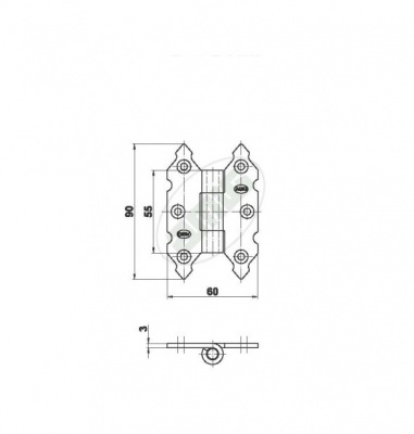 Петля накладная AMIG 9010-90х60х3 черная фигурная