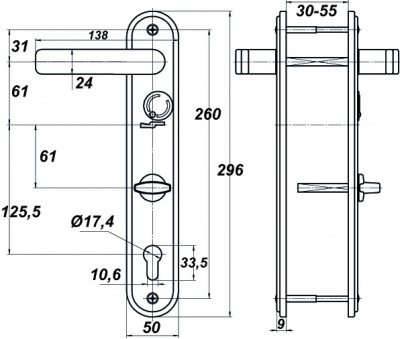 Ручка Меттэм НР-61.0723-S-СR хром к ЗВ9 143