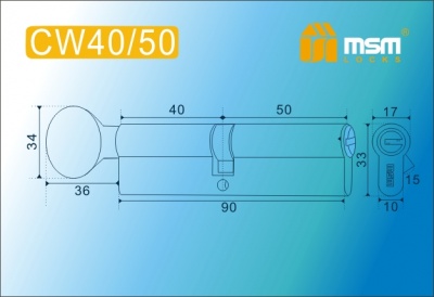Цил.мех-зм MSM CW40в/50mm SN перфо.кл/верт. (Матовый никель) 2
