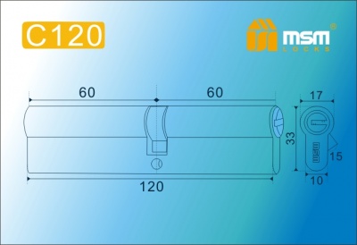 Цил.мех-зм MSM C120mm PB перфо.кл/кл. (Полированная латунь) 2