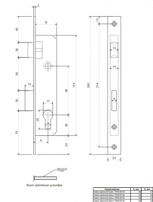 Замок врезной Apecs 7500-30-Ni (1)
