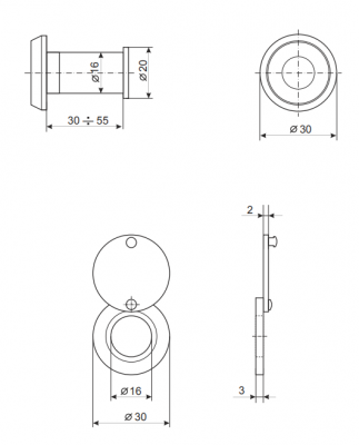 Глазок дверной Apecs 5116/30-55-CR