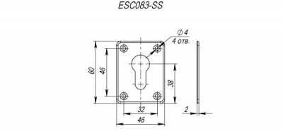 Декорат.накл. ESC083-SS нержав. на цилиндр (1 пара) 