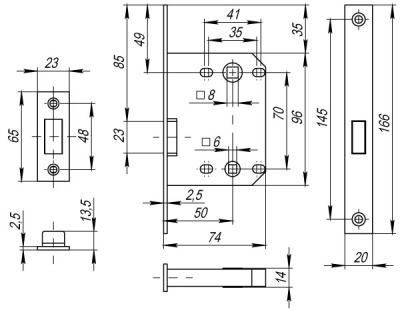 Защелка врезная MAGNET M72-50 GR графит