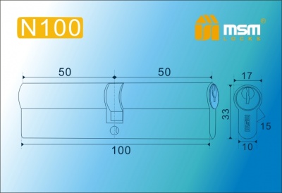 Цил.мех-зм MSM N100mm SN простой кл/кл. (Матовый никель) 2