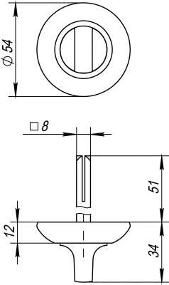 Ручка поворотная BKW8 RM-AB/GP-7 (без ответной части)
