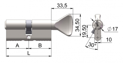 Цилиндр.мех-зм Crit Е-138(70) Хп Хром 5анг.кл.