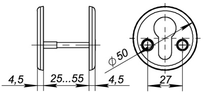 Декор.накл. ESC-С-001-CР цилиндровая (хром) 2