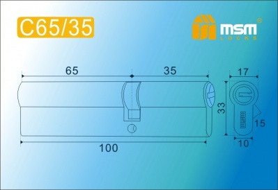 Цил.мех-зм MSM C65/35мм PB перфо.кл/кл. (латунь) 2