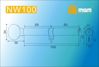 Цил.мех-зм MSM NW100mm SB  простой кл/верт. (Матовая латунь) 2