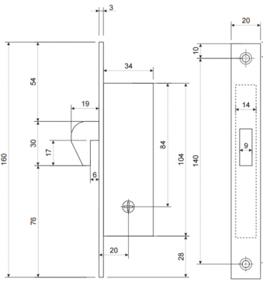 Замок врезной Apecs 72-CR_2