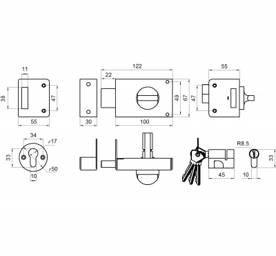 Замок накладной ЗН 1 медь Омега_2