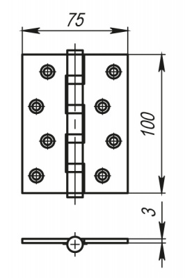 Петля универ. 500-С4 100x75x3 AC Медь Box 2