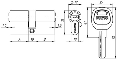 Цил.мех-зм PUNTO A200/ 90mm(40+10+40) SN мат.никель 5кл._2