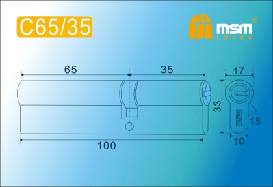 Цил.мех-зм MSM C65/35мм PB перфо.кл/кл. (латунь) 2