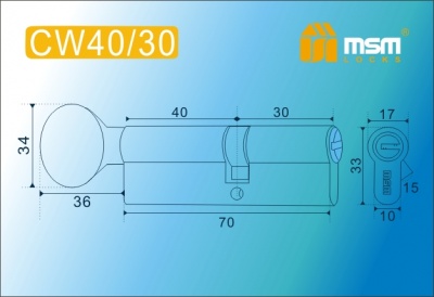Цил.мех-зм MSM CW40в/30mm SN перфо.кл/верт. (Матовый никель) 2