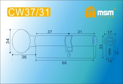 Цил.мех-зм MSM CW37в/31mm SN перфо.кл/верт. (Матовый никель) 2